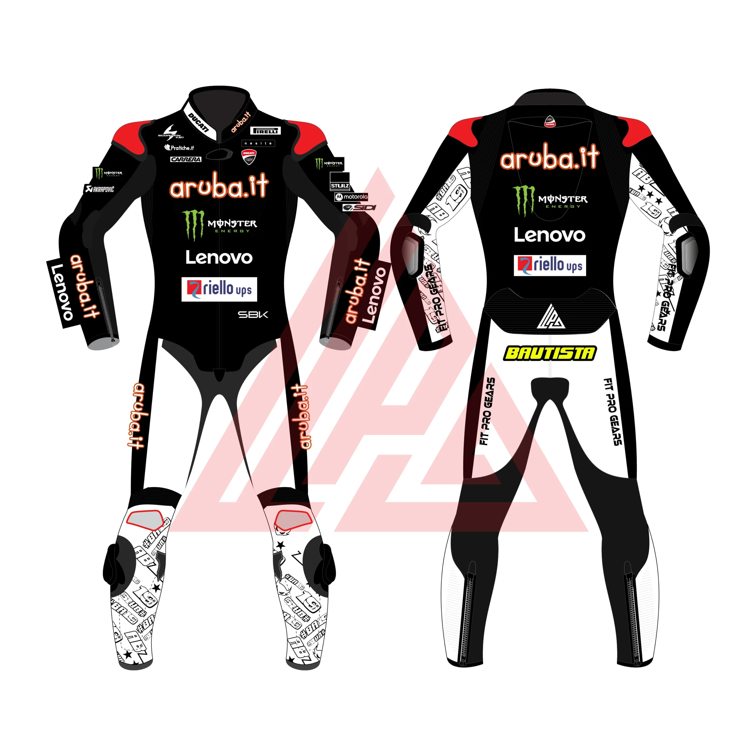 Alvaro Bautista Aruba.it Racing - Ducati WOrldSBK Racing Suit 2025 Front & Back